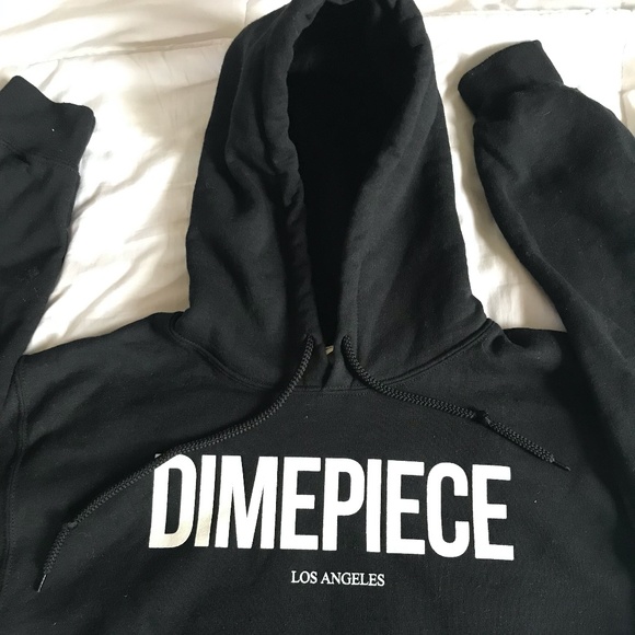 Dime Piece LA Cropped Black Hooded Sweatshirt - Picture 2 of 3